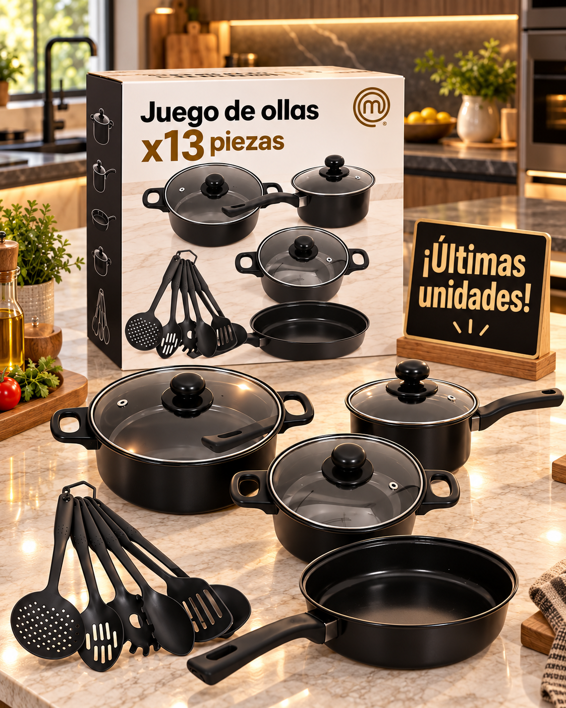 🎁 ¡PRE BLACK FRIDAY! JUEGO DE OLLAS + SET DE 6 UTENSILIOS COSINA REGALO🎁