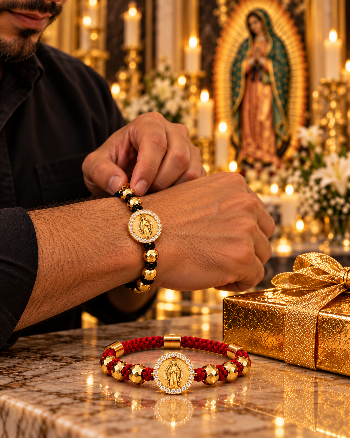 🙏 ¡PRE BLACK FRIDAY! Pulsera Virgen de Guadalupe 18K 💛 + 🎁 Caja de Regalo | 🔥 60% OFF